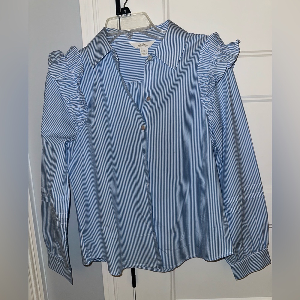 Lilly Pulitzer Blue Striped Button Down Shirt